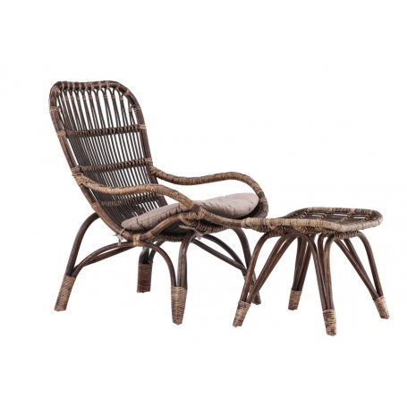 Ella rottinkinen lepotuoli ja rahi